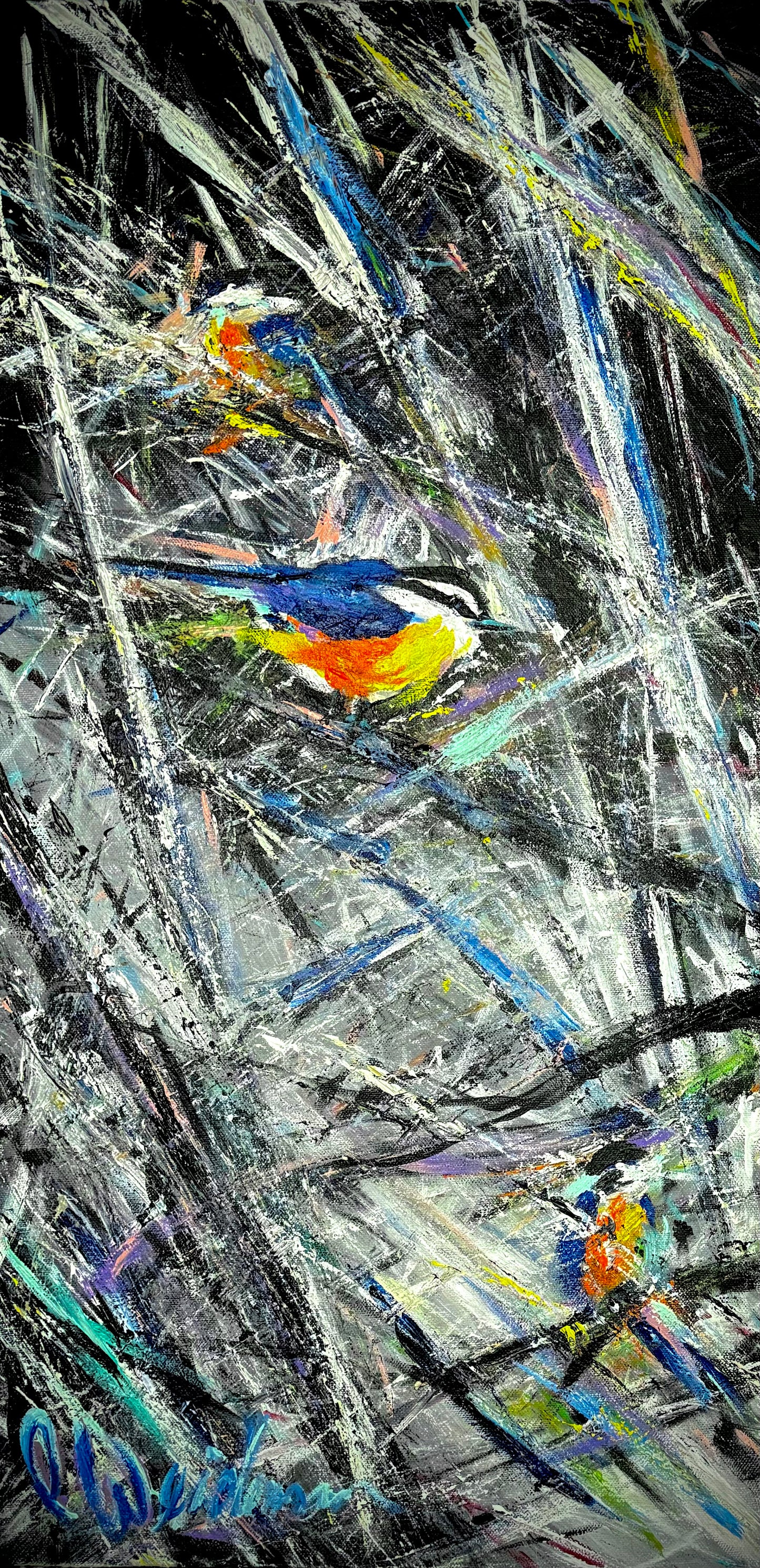 Cardinal and Blue Chickadee Pair, SOLD